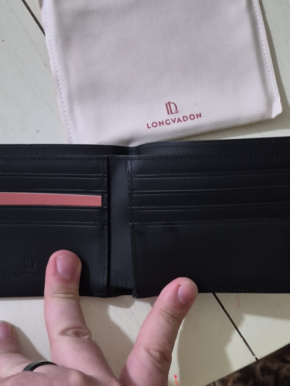 Black Leather Bifold Wallet for Men — Slim Card Organizer